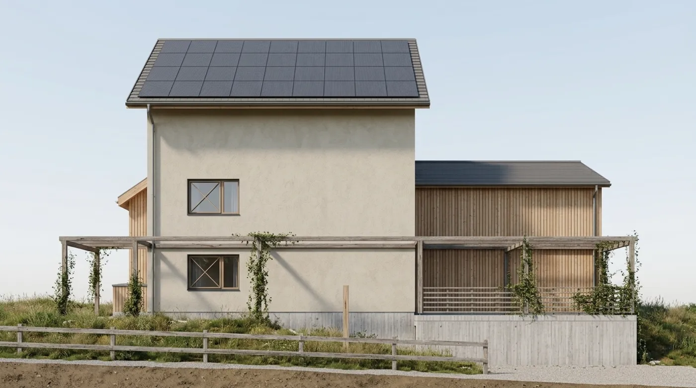 Fotorealistisches Aussenrendering aus der Fassadenansicht West